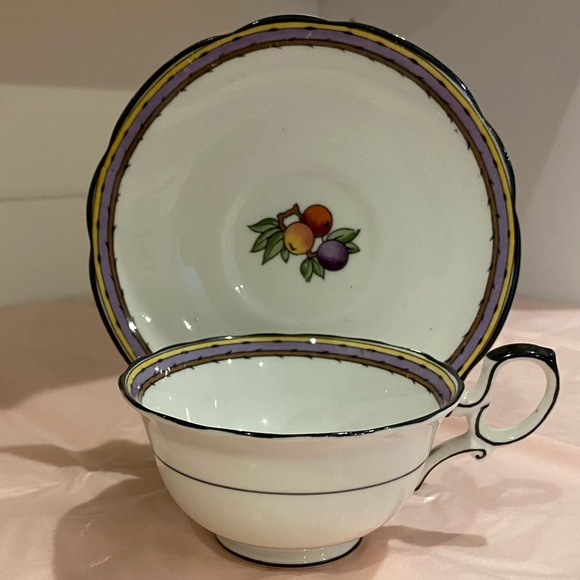Rare Paragon Star Bone China Teacup and Saucer Fruit Bowl with Coloured Bands - Picture 2 of 9